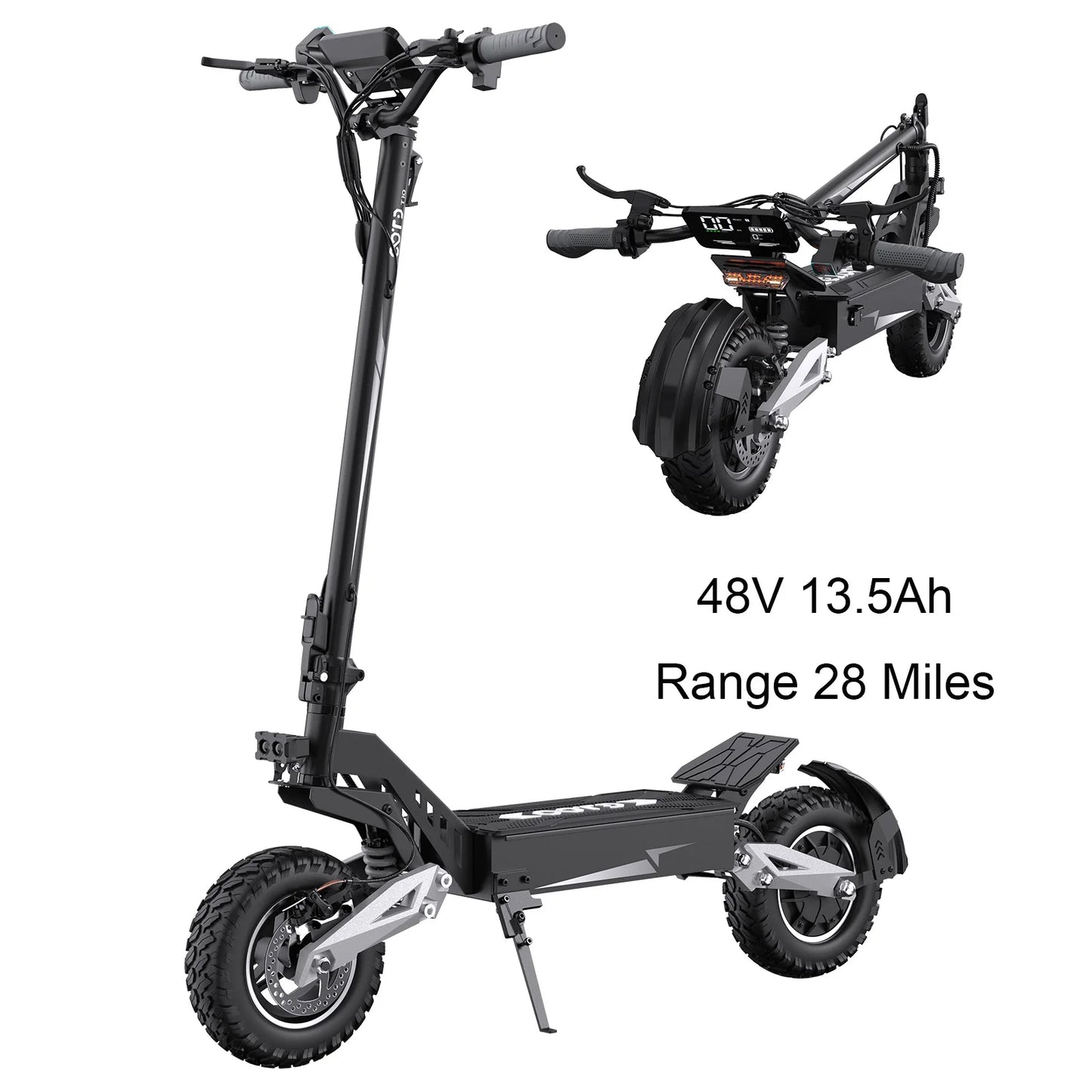 900W Electric Scooter 48V 13.5AH/18AH Battery Range 28-37Miles 11" Off-Road Tires