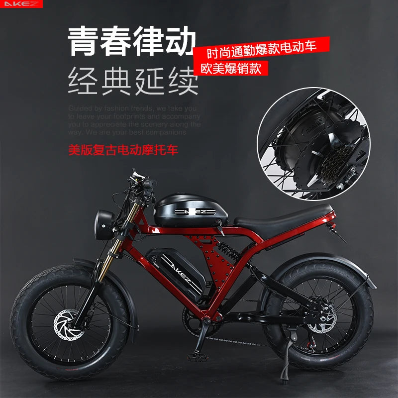 ⚡US Stock Fast Delivery | AKEZ 48V 1500W Electric Bike, 41Ah Battery, Long Range Off-Road E-Bike for Adults Stone & Stem