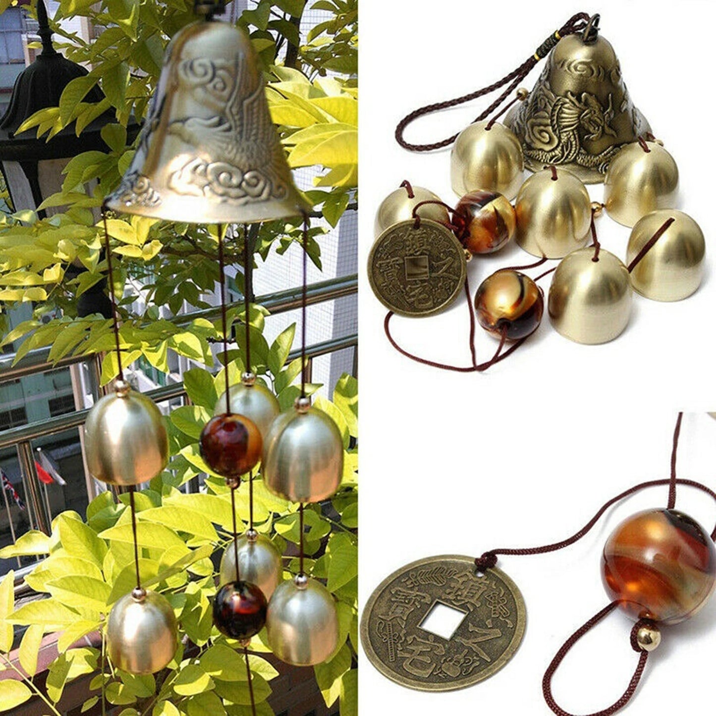 6 Copper Bells Outdoor Metal Wind Chimes