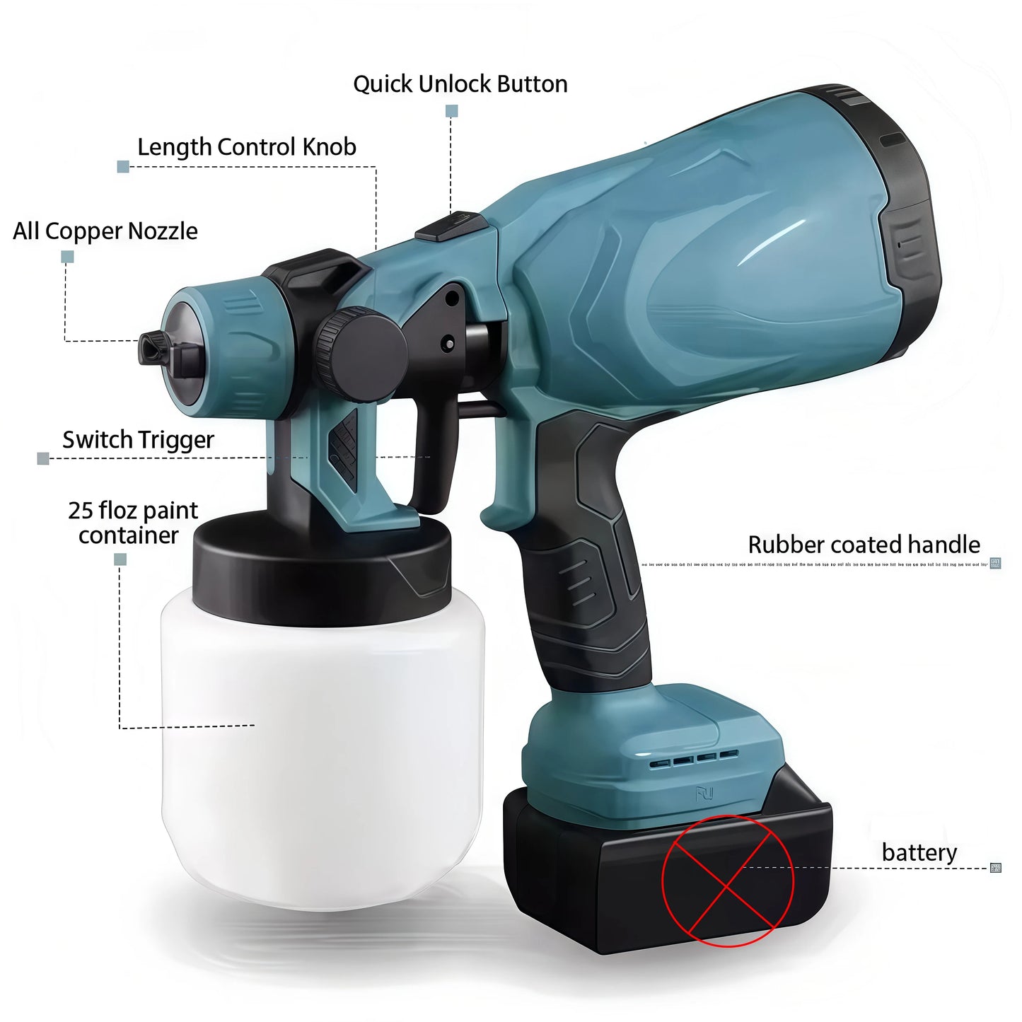 High Pressure Rechargeable Lithium Spray Paint Gun