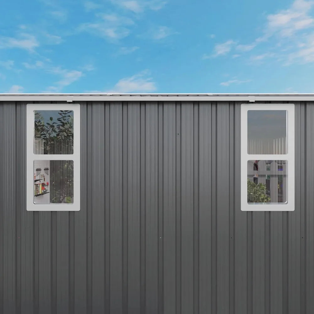 10x12x6.7FT Galvanized Steel Storage Shed Lockable Door Window