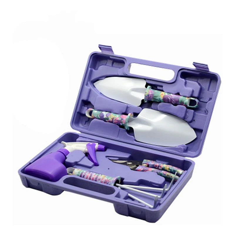 5/10 Pcs Gardening Tools Set with Carrying Case and Floral Print Ergonomic Handle