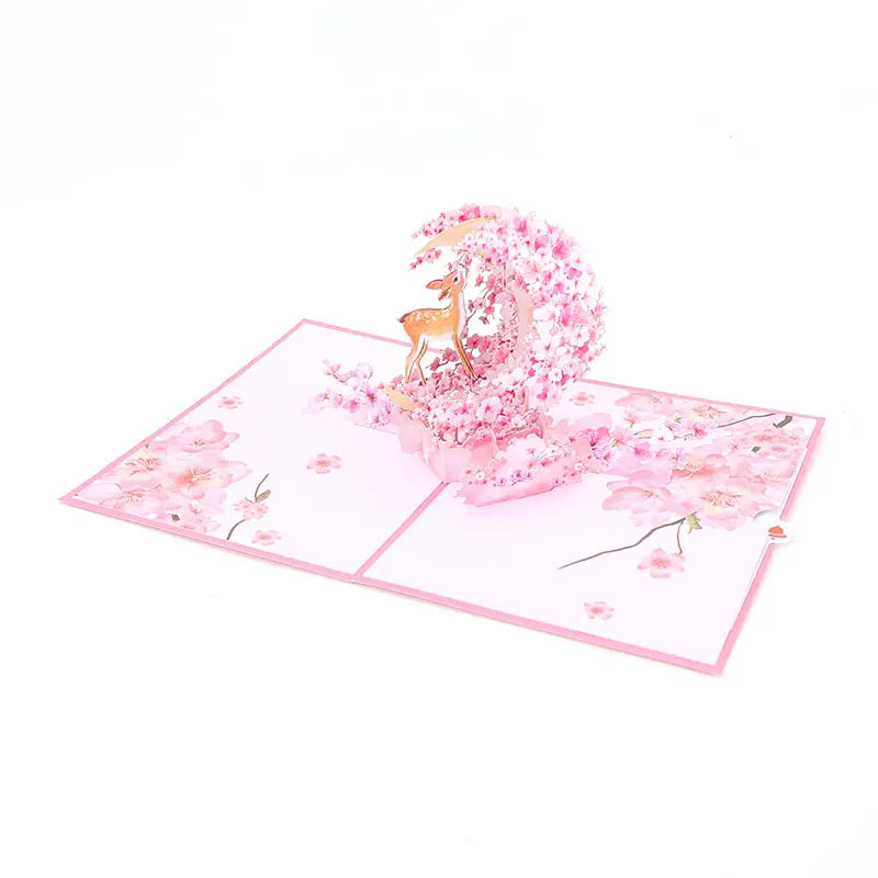 Valentine's Day Pink Cherry Blossom Pop Up Card