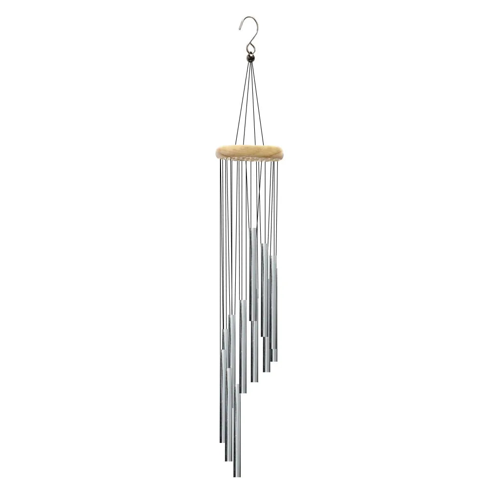 1piece 12 Tubes Aluminum Alloy Wind Chimes with Hook Gold/silver Bells