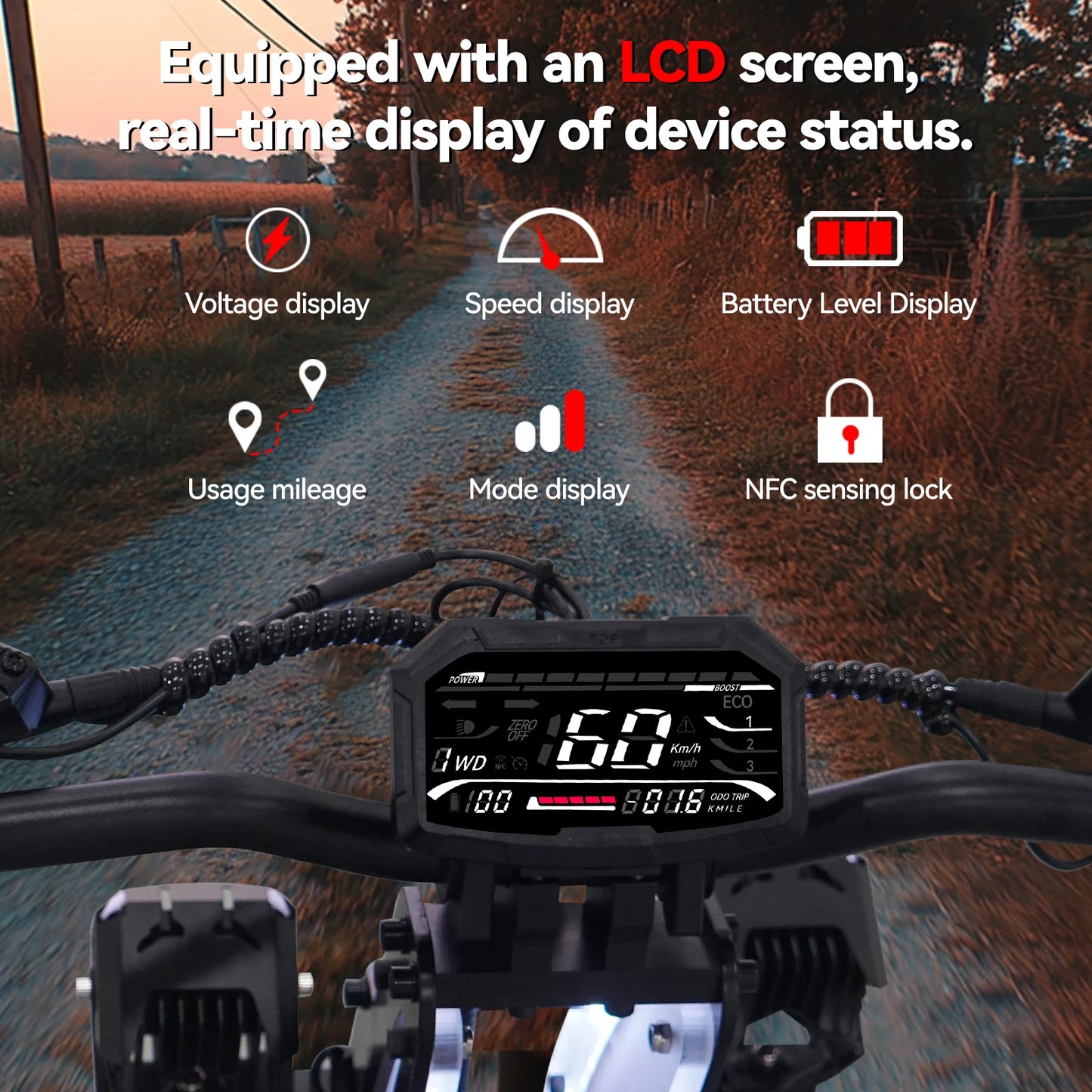 JL86 Electric Scooter 10000W Dual-Motor 60V40Ah 52Mph 75Mile Bluetooth 13 Inch Tire Adults