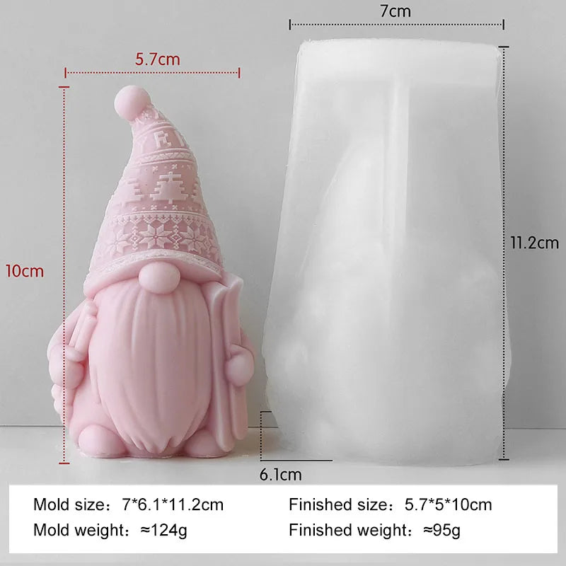 3D Ski Dwarf Scented Candle Silicone Mold DIY Epoxy Resin Plaster Gnome Ornament Mould Handmade Soap Candle Making Supplies