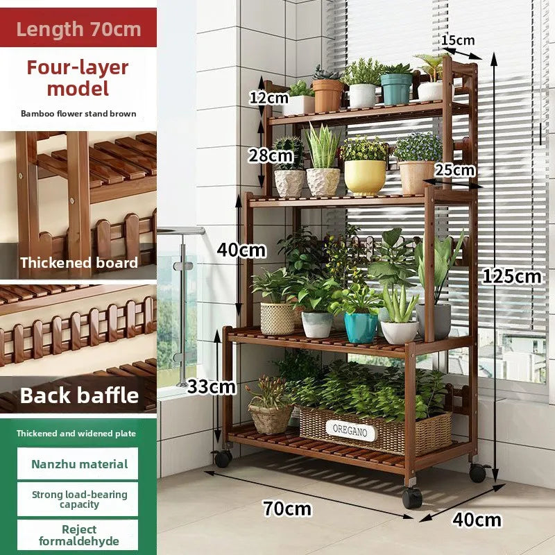 Durable Floor-to-ceiling new stepped movable multi-layer flower pot shelf