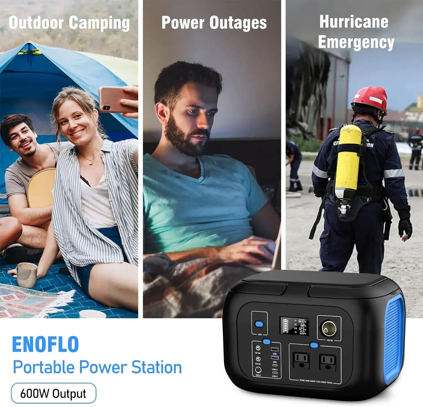 Solar Generator Lithium Battery Portable Generator Fast Charging 600W Power Bnk296Wh