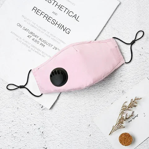 Cotton Face Mask with Breathing Valve Filter Reusable Washable