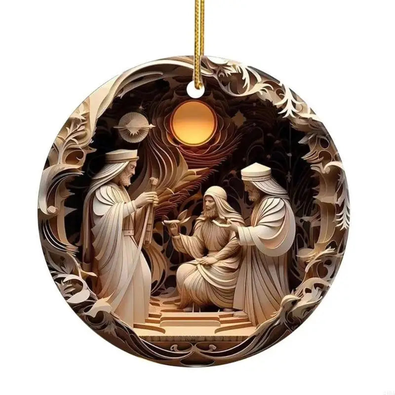 Elegant Acrylic Nativity Ornament Handmade Birth Hanging Ornament Enhancing Christmas