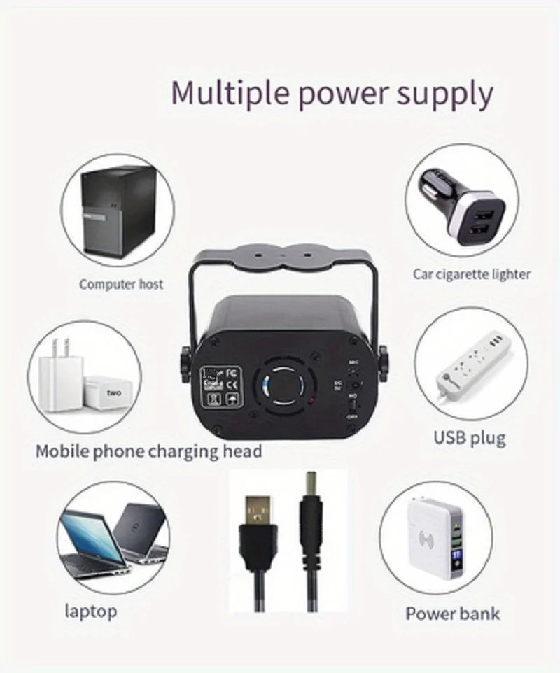 DJ Lamp - Disco Party Lamp - USB 8-Pin Multi-Pattern Remote Control Sound-Controlled Strobe Lamp