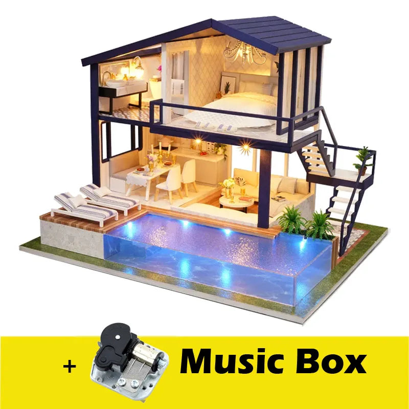 DIY Doll House Miniature Dollhouse With Furniture's Wooden House