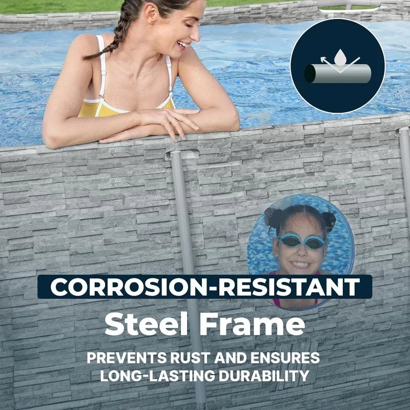 Bestway Power Steel Swim Vista 14' x 8'2" x 39.5" Oval Above Ground Pool with Metal Frame -Shipped on the same day