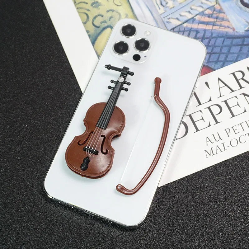 Mini Violin Prop Wooden Musical Instrument Decoration Handmade Desktop Violin for Dollhouse Miniatures and Home Decor
