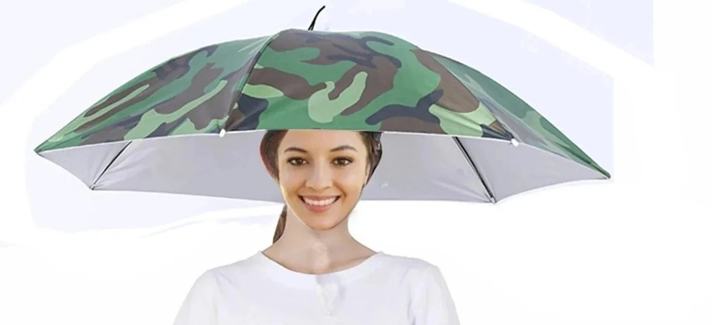 Rain Umbrella Hat Foldable Sun Shade Waterproof Double-Layer UV Protection Sunscreen