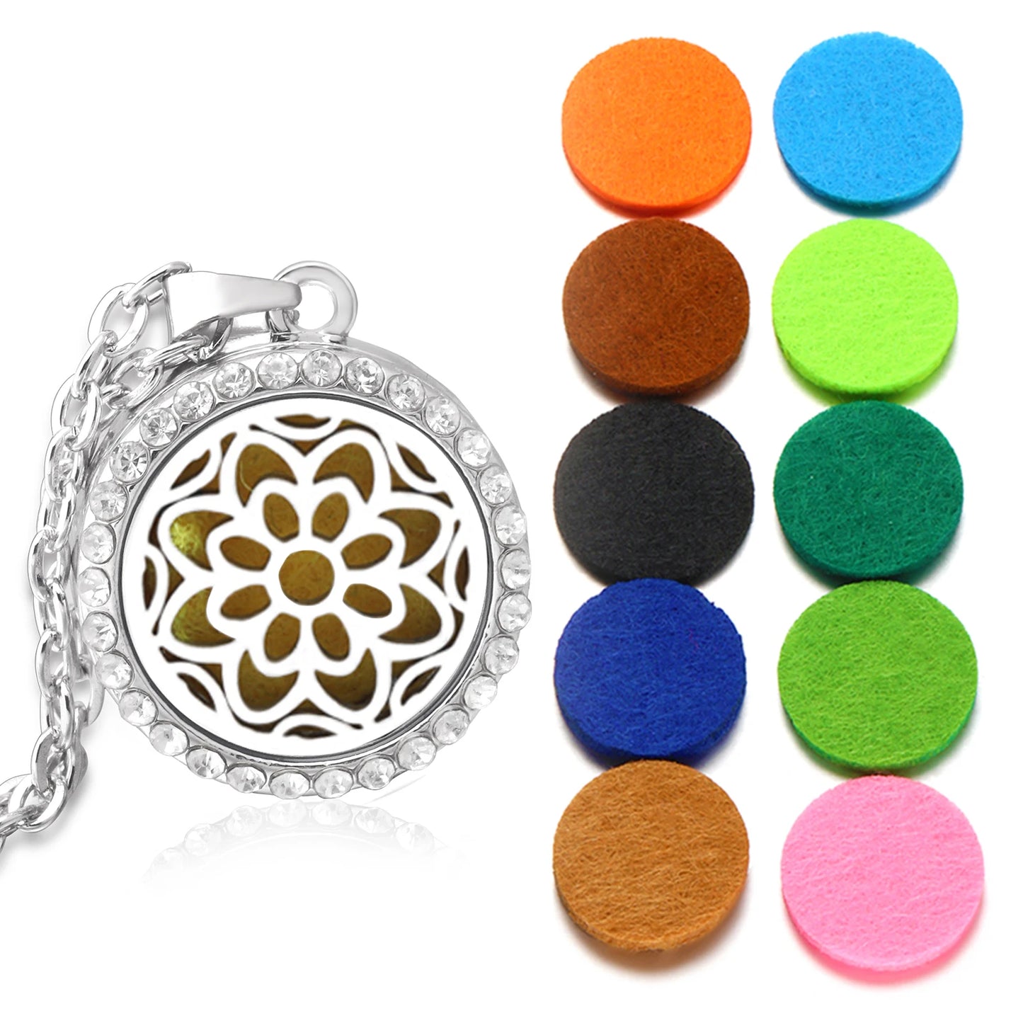 Diffuser Locket Necklace Stainless Steel Perfume Essential Oil Aromatherapy Fashion Jewelry