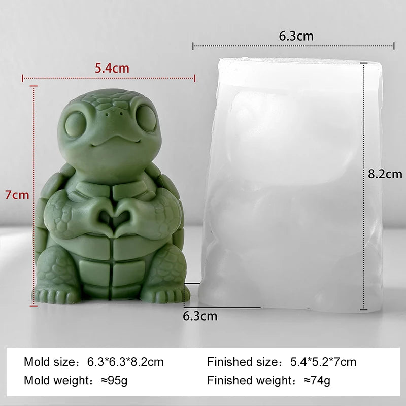 Cartoon Animal Pug Dog Frog Turtle Finger Heart Silicone Candle Mold