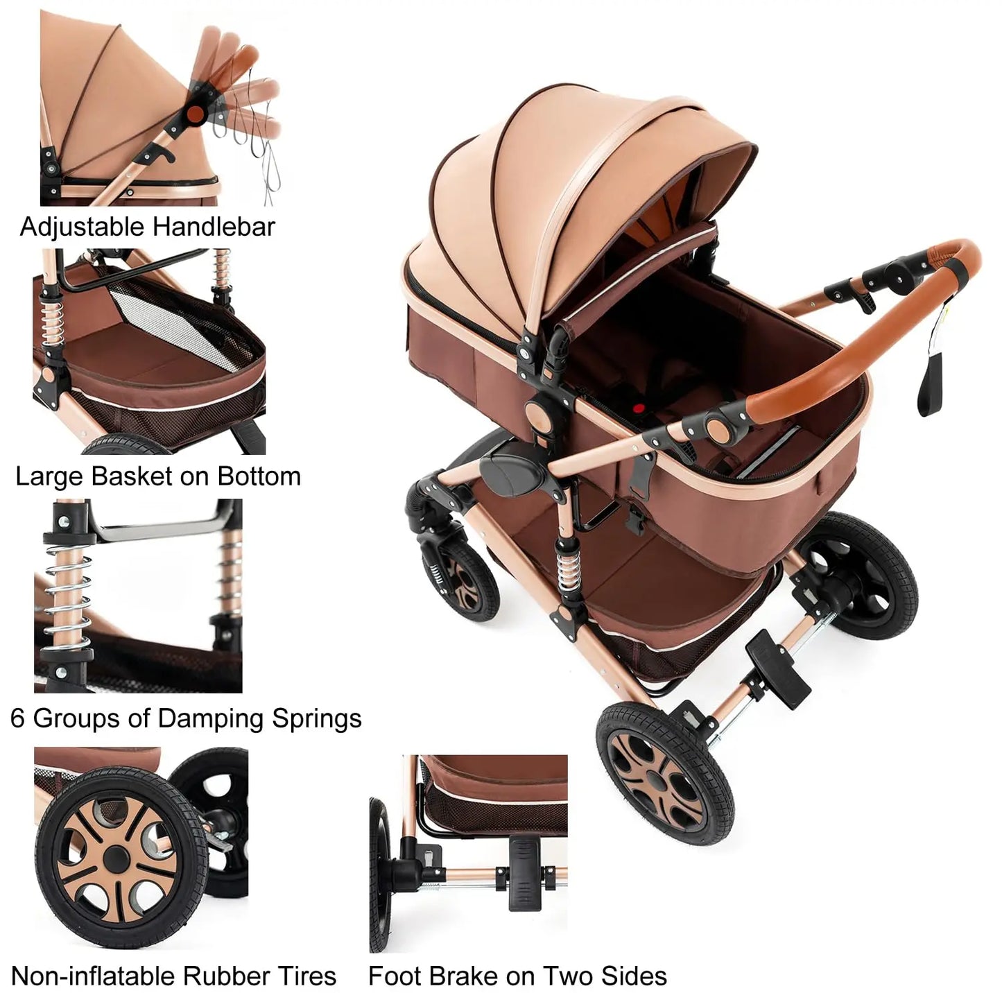 Baby Stroller and Car Seat, Baby Travel System with Baby Carriage Up to 55lbs, 3in1 Reversible Foldable Standard Stroller