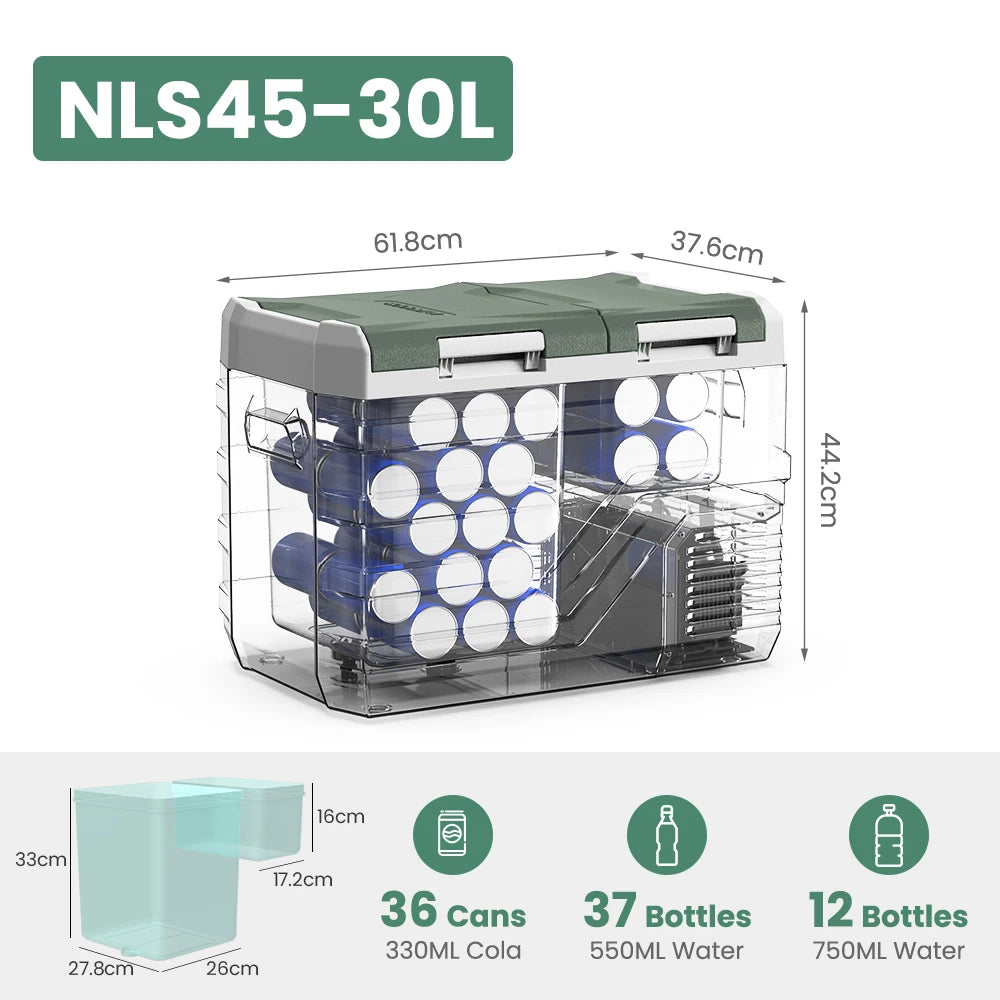 Alpicool NLS 20L 30L 40L Portable Refrigerator Mini Fridge Freezer 12V Compressor Cooler 12/24V DC 100-240V AC for Camping