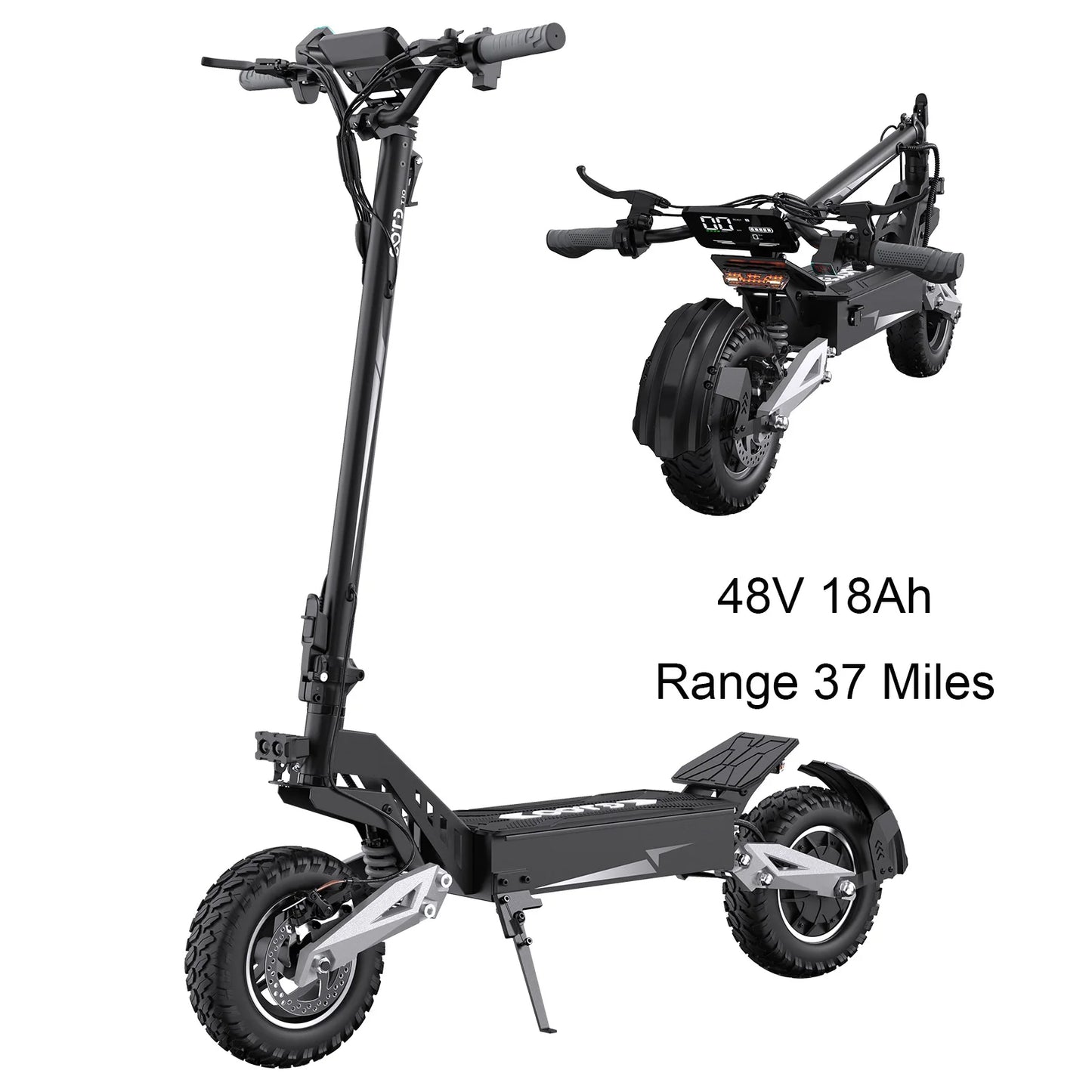900W Electric Scooter 48V 13.5AH/18AH Battery Range 28-37Miles 11" Off-Road Tires