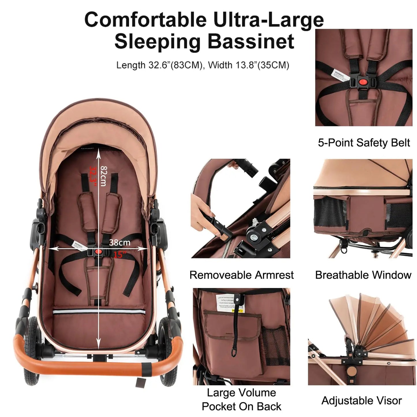 Baby Stroller and Car Seat, Baby Travel System with Baby Carriage Up to 55lbs, 3in1 Reversible Foldable Standard Stroller