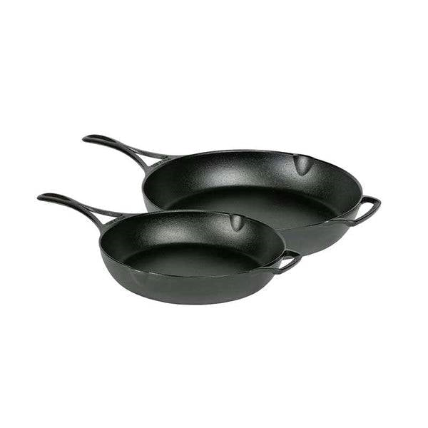 Black 2 Piece Lightweight Cast Iron Skillet Set -  Made in USA FastFurnishings
