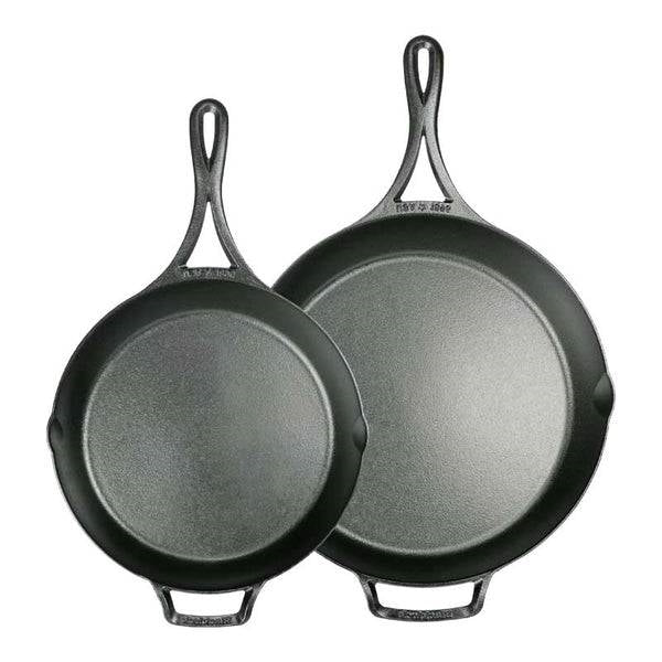 Black 2 Piece Lightweight Cast Iron Skillet Set -  Made in USA FastFurnishings