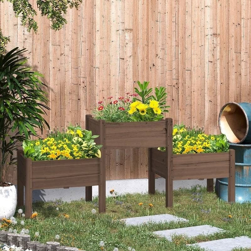 Brown Raised Garden Beds