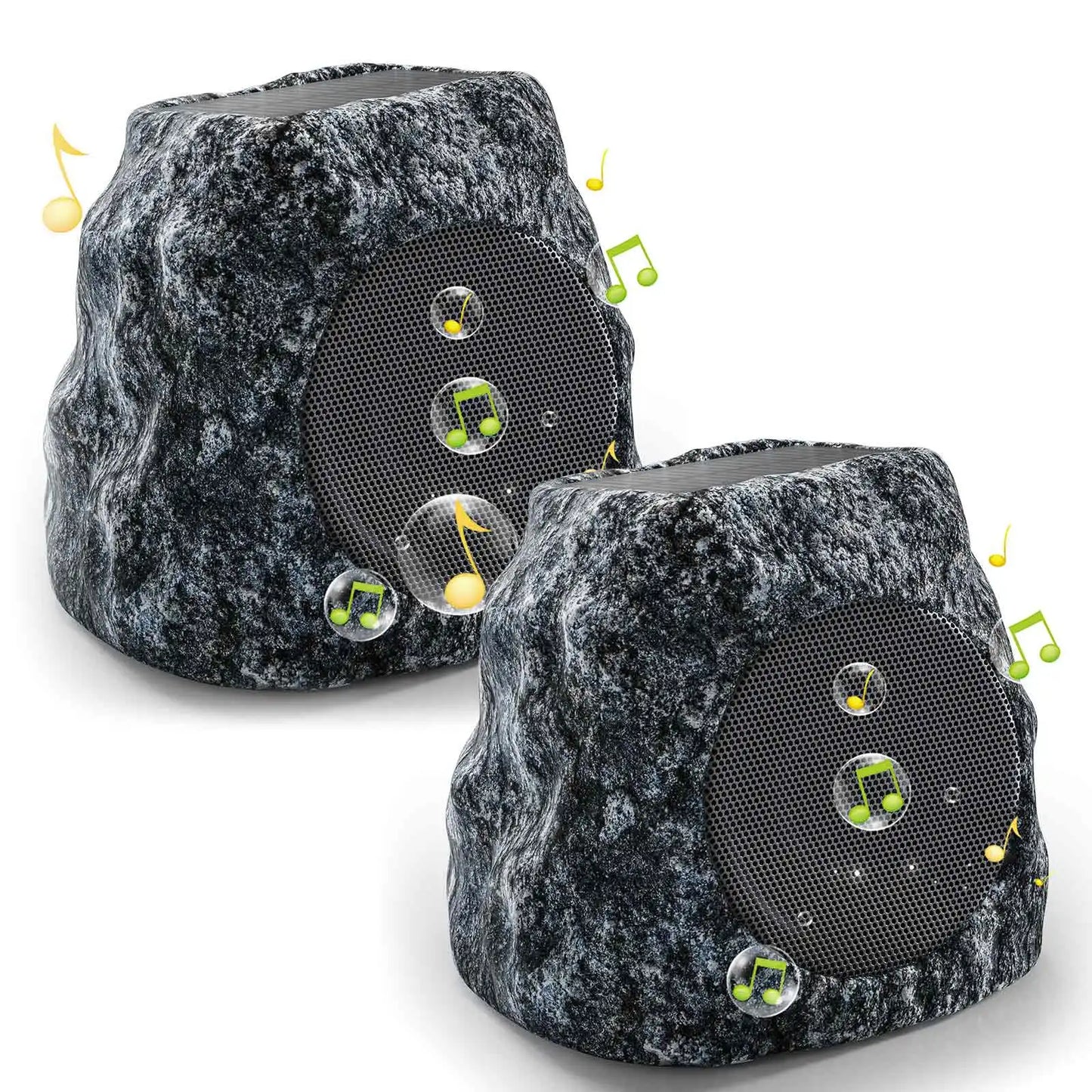 Outdoor Rock Solar Powered Blue Tooth Speakers 30W Deep Bass IPX7 Waterproof Wireless Connectivity Weatherproof Design Pool Deck