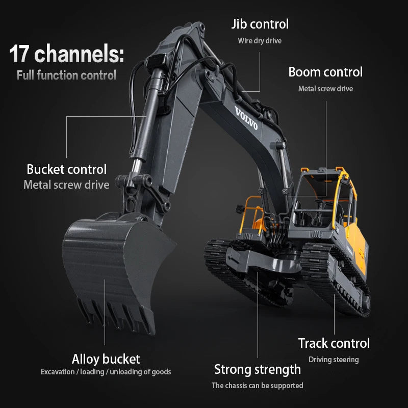 Double E E598 Large Rc Excavator 1/16 3in1 Alloy Truck E590 Remote Control