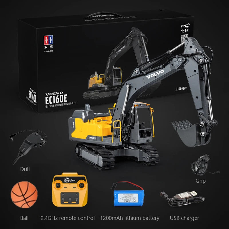 Double E E598 Large Rc Excavator 1/16 3in1 Alloy Truck E590 Remote Control