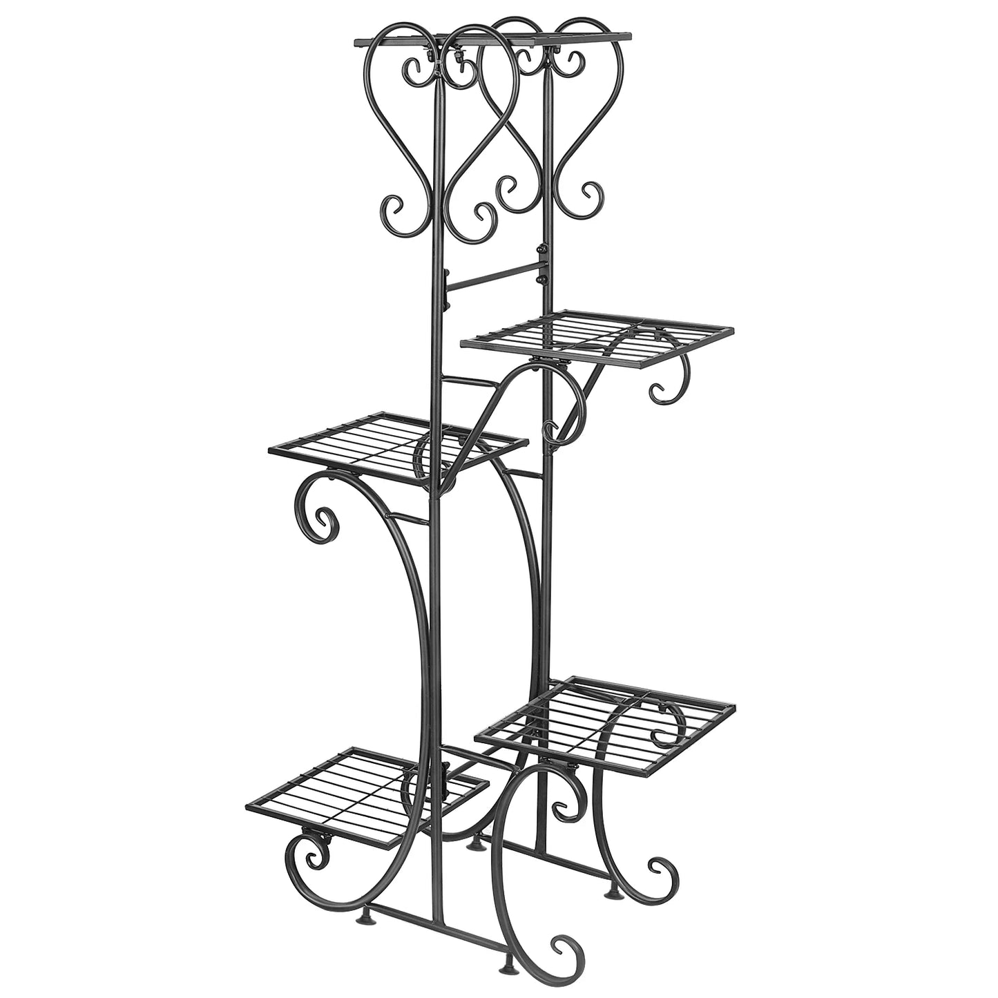 5 Tiered Tall Plant Stand Indoor Outdoor Iron Planter Shelf Garden Metal Flower Pots.