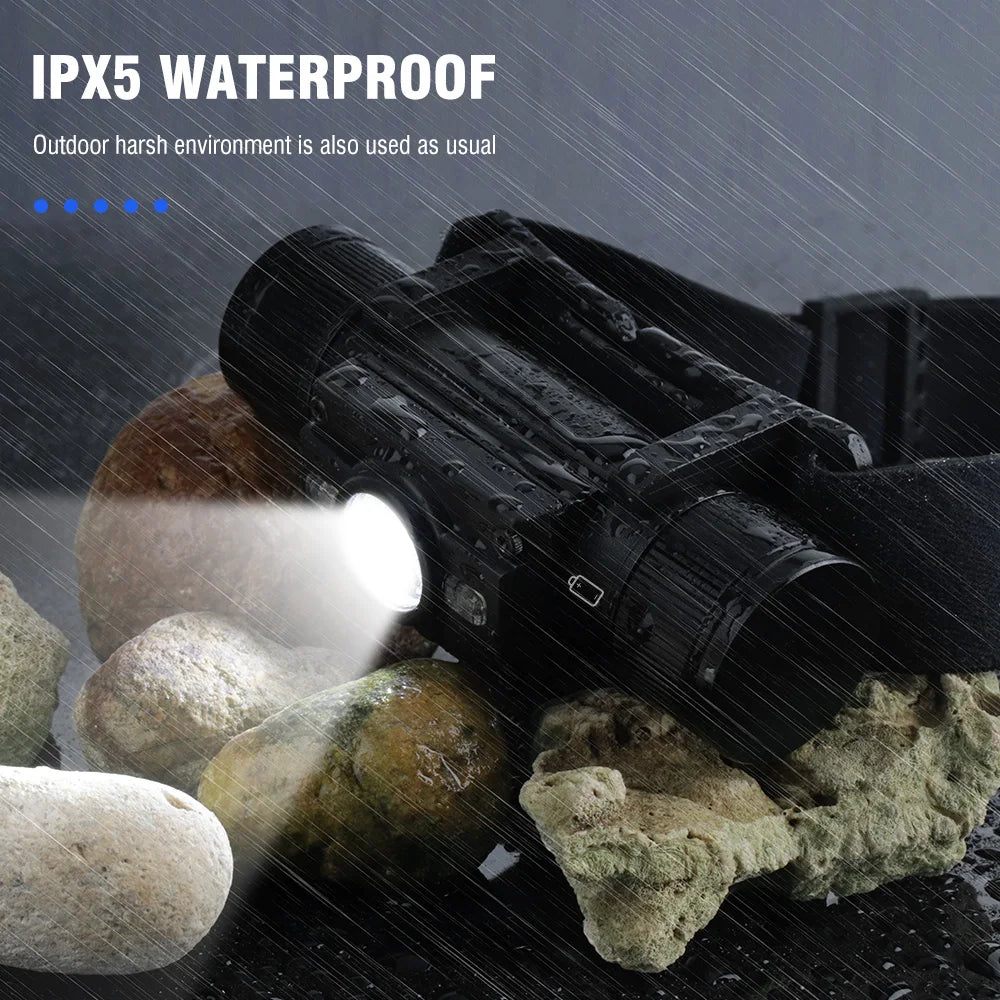 BORUiT LED Headlamp 7-Modes Powerful Waterproof Headlight Type-C Rechargeable