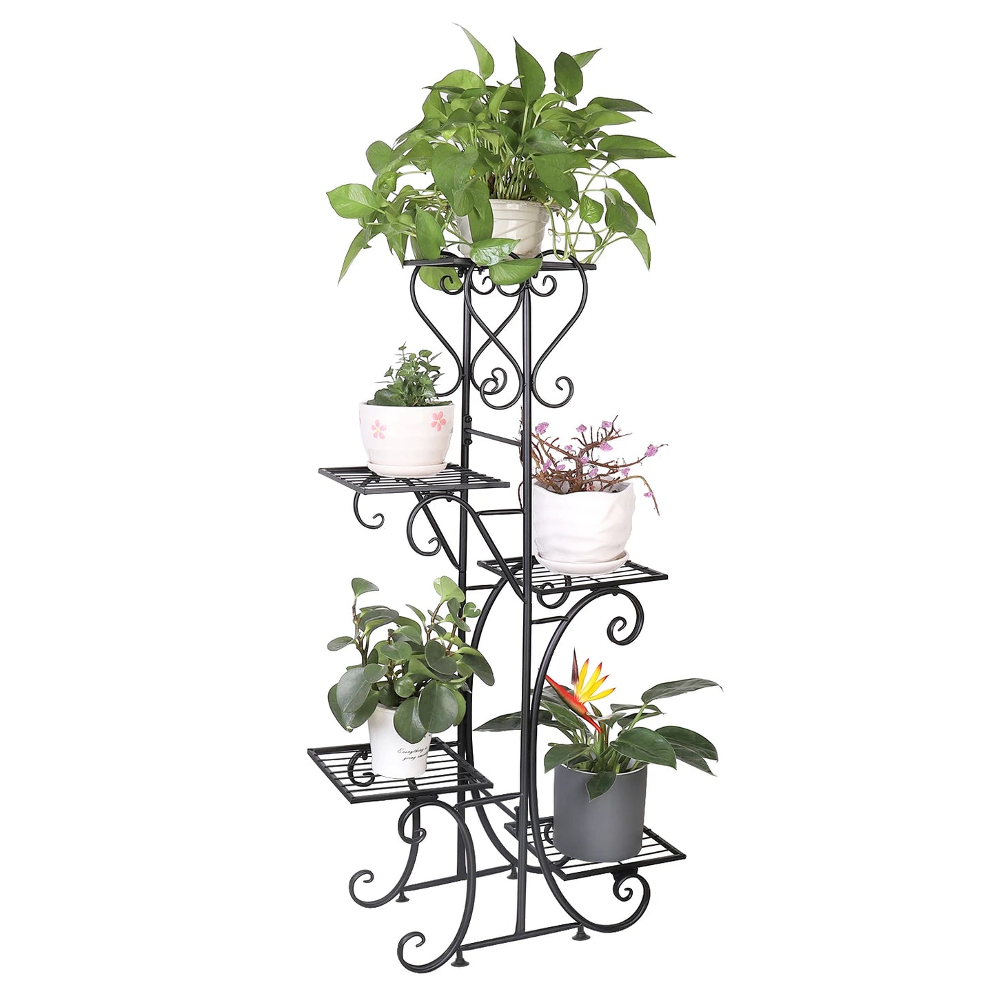 5 Tiered Tall Plant Stand Indoor Outdoor Iron Planter Shelf Garden Metal Flower Pots.