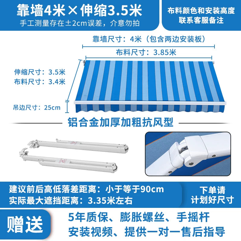 Facade Courtyard Balcony Aluminum Alloy For Home Windproof Retractable