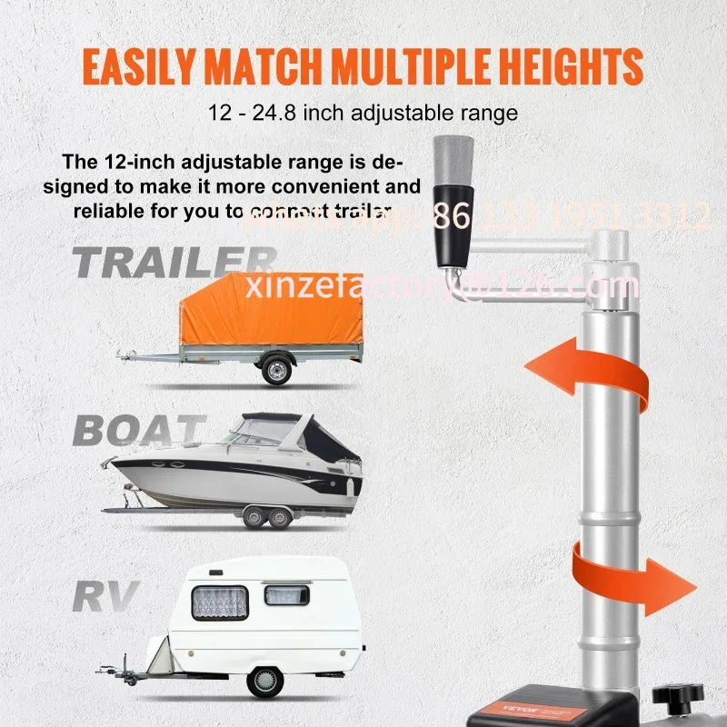 Trailer Dolly 12V Trailer Jockey Wheel with 22 ft/min Speed & Adjustable Height for Moving