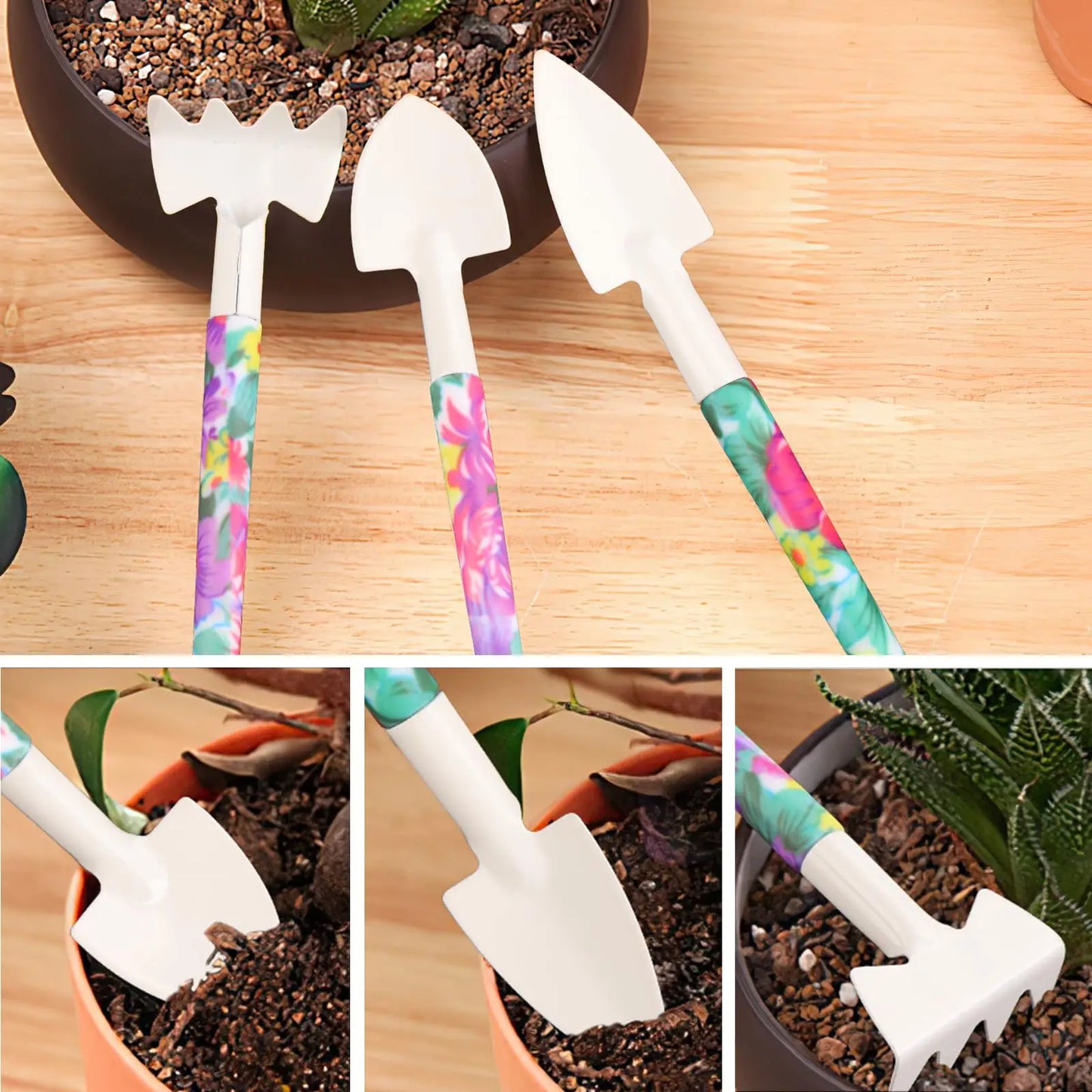 5/10 Pcs Gardening Tools Set with Carrying Case and Floral Print Ergonomic Handle