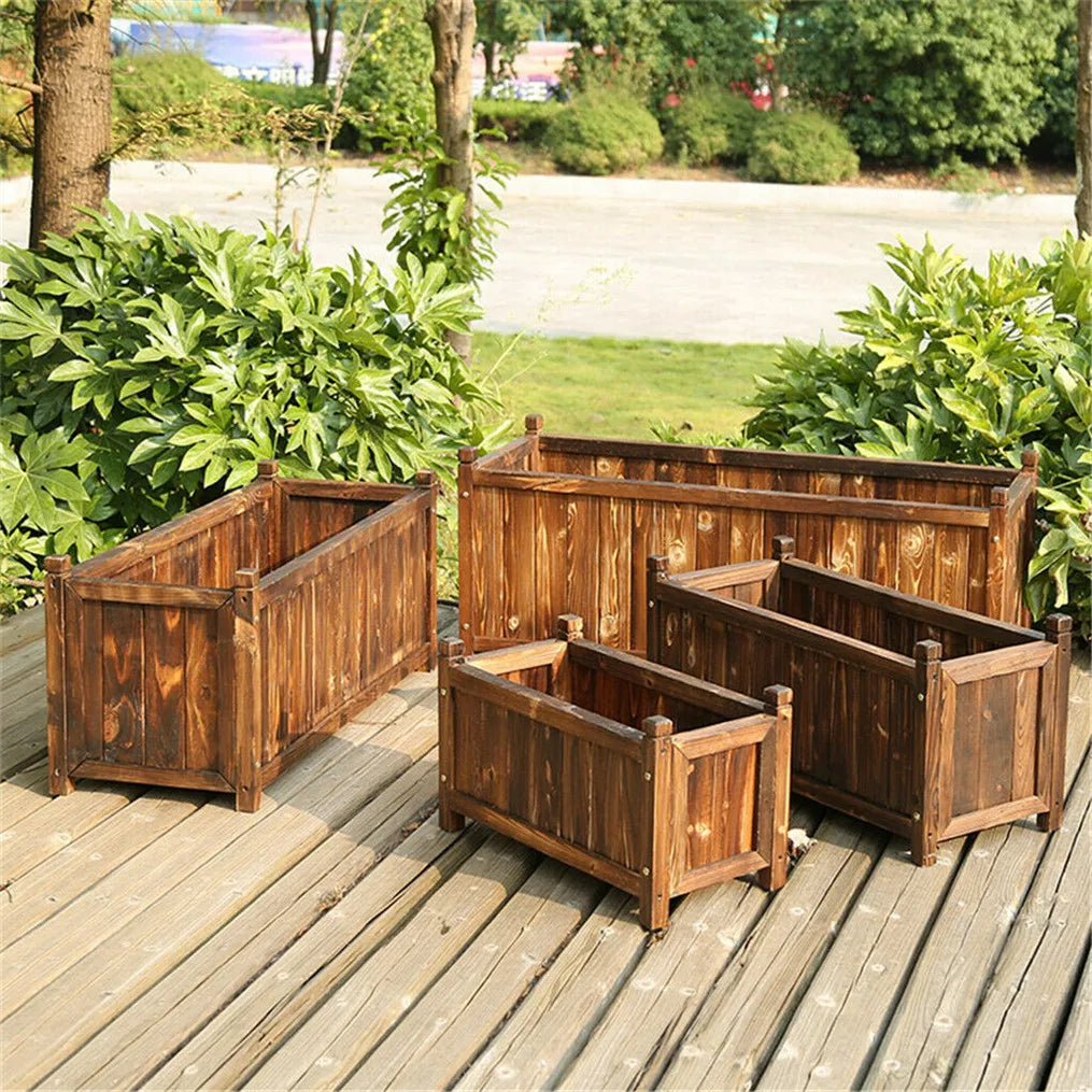 Wooden Raised Flower Bed Indoor Outdoor Vegetable Herb Planter