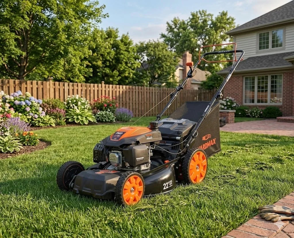 22 in. 201cc Select PACE 6 Speed CVT High Wheel FWD 3-in-1 Gas Walk Behind Self Propelled Lawn Mower, Black (YG2860)