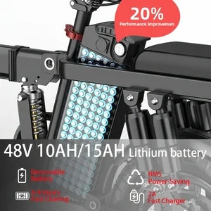 Long-range Electric-assisted Bicycle, 500W Brushless Motor, 48V10AH/15AH Portable Lithium Battery,