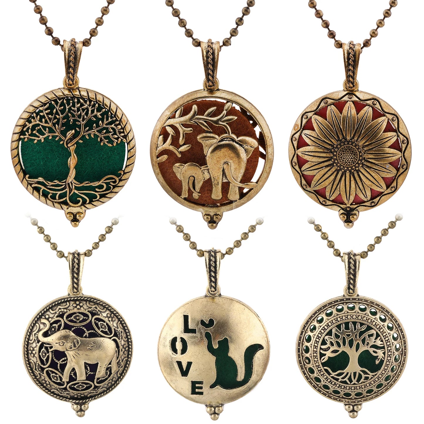 Popular Design Fashion Aromatherapy Locket Necklace Perfume Essential Oil Diffuser