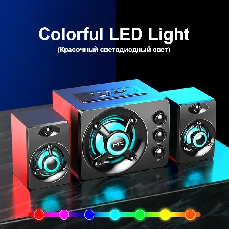 3D Hifi Stereo USB Active Bluetooth Speaker Computer Multimedia RGB Subwoofer AUX, USB, TF Suitable for TV, Computer Audio