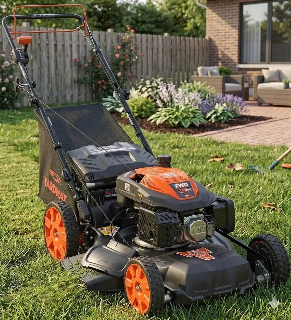 22 in. 201cc Select PACE 6 Speed CVT High Wheel FWD 3-in-1 Gas Walk Behind Self Propelled Lawn Mower, Black (YG2860)