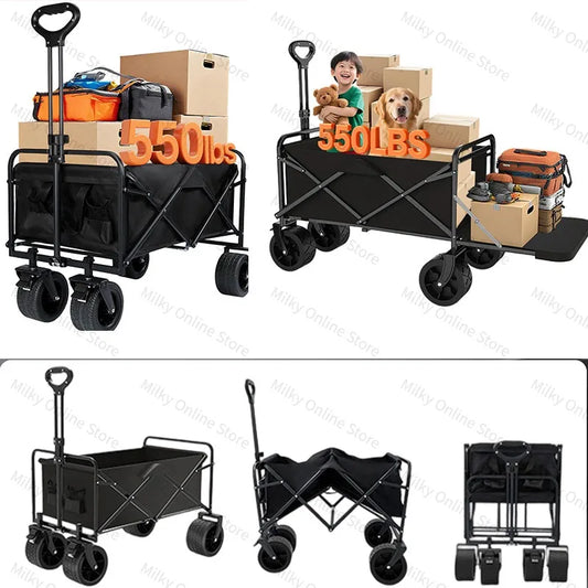 550LBS Big Tank Wheels Beach Wagon For Sand Large Capacity Foldable Ca550LBS Big Tank Wheels Beach Wagon