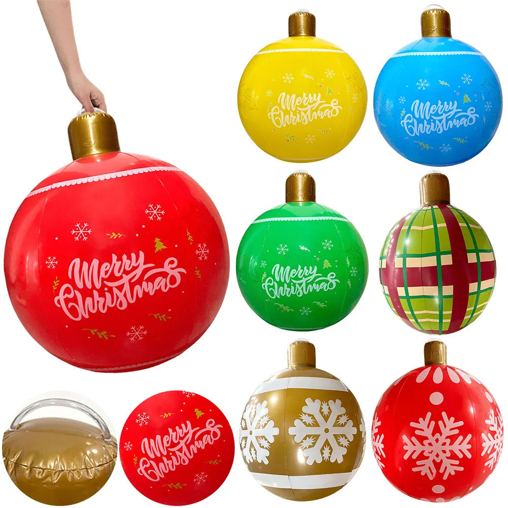 60CM PVC Christmas Inflatable Ball Giant Big Decorated Gifts Christmas Ball Decorations