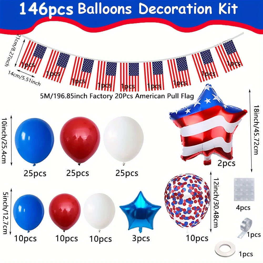 146PCS Independence Day Balloon Arch Set