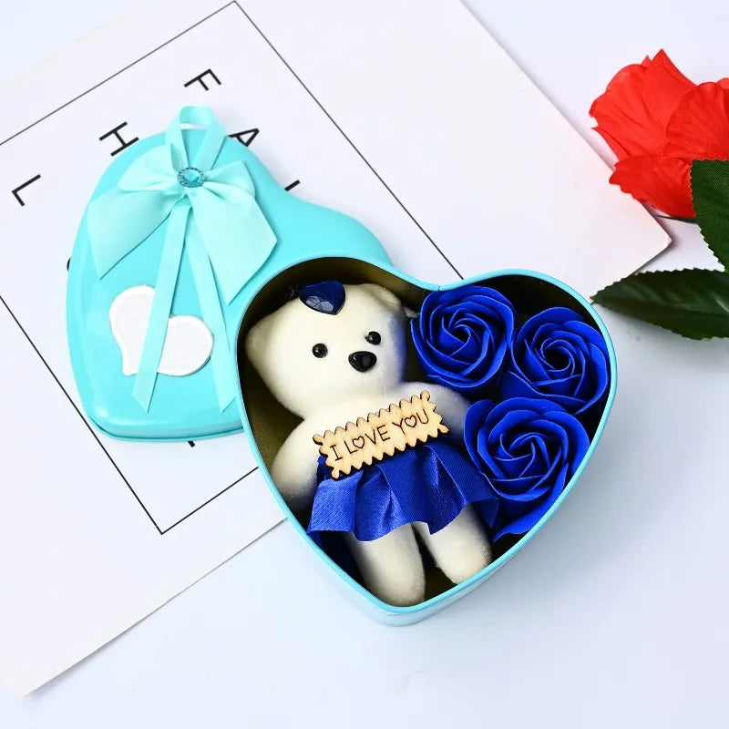 Valentine's Day Bear Soap Rose Gift Box