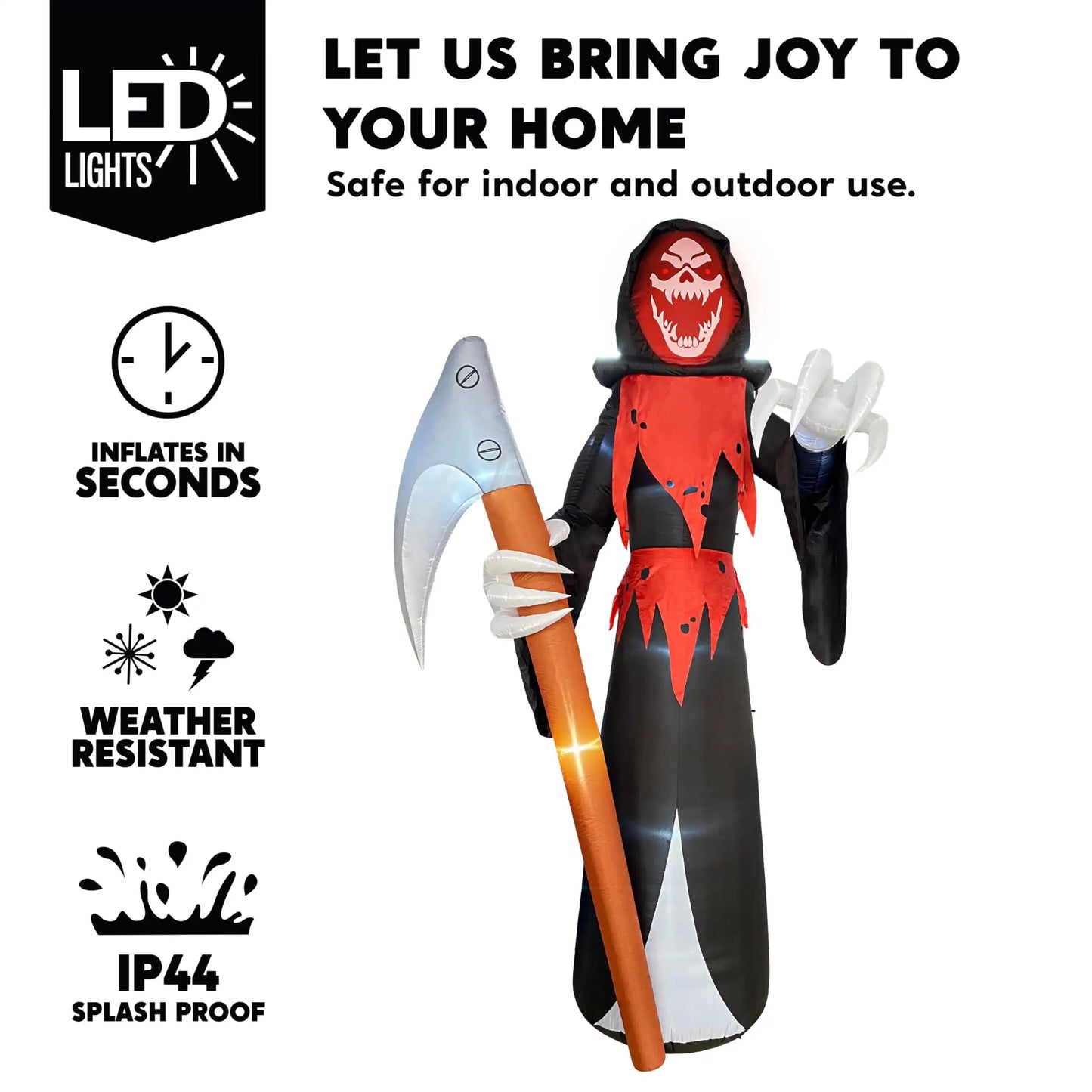 Joyfy 12 FT Halloween Giant Grim Reaper Inflatable with Built-in LEDs