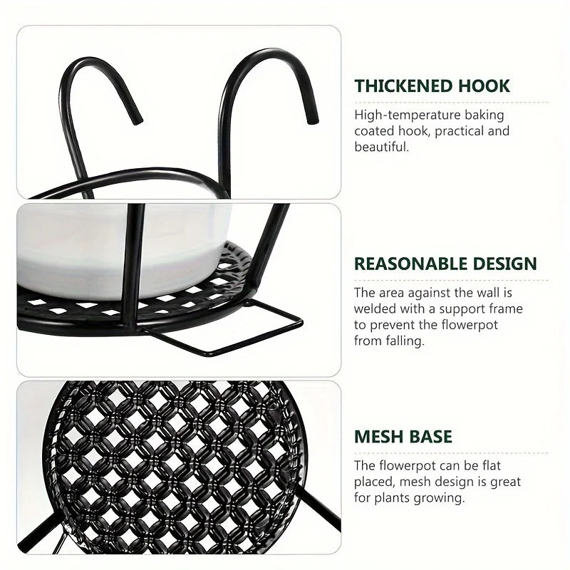 Wrought Iron Balcony/Fence Hanging Plant Basket