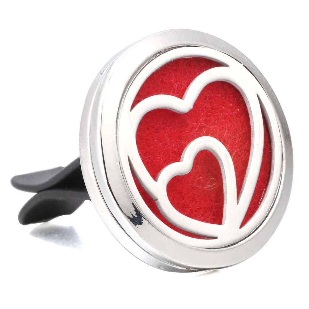 Essential Oil Diffuser Stainless Steel Magnetic Car Air Freshener Vent Clip + 1pcs Pad